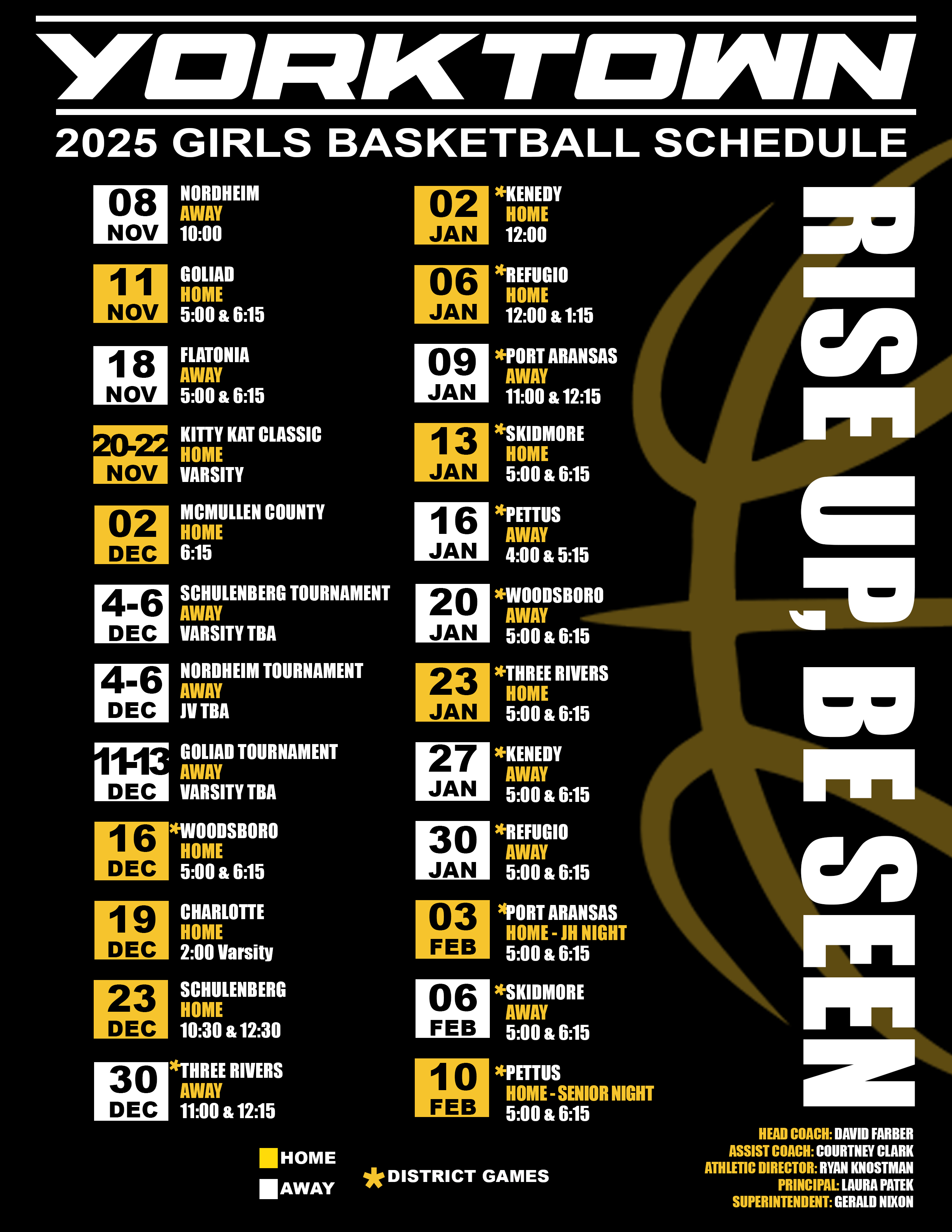 Girls Basketball Schedule